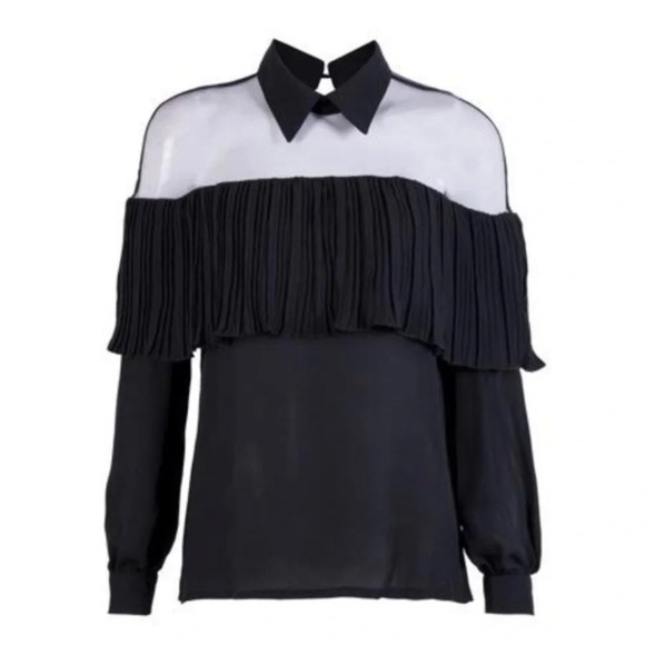 Liangchenmei Women’s Chiffon Mesh Shirt See Through Long Sleeve XL Run Small NWT - Picture 1 of 8